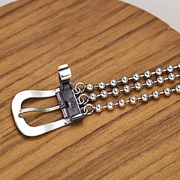 Sterling Silver Buckle Beaded Chain Bracelet - Picture 9 of 11